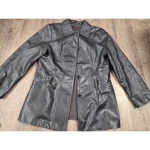 Danier Women’s Classic Black Genuine Soft Leather Racer Motorcycle Slim Fit M